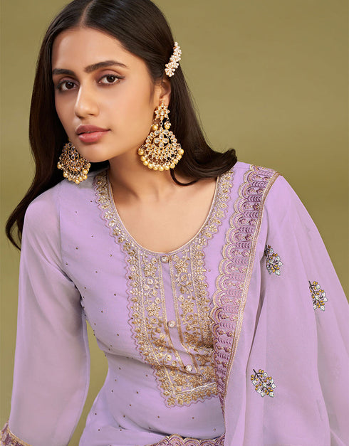 modern lavender georgette designer traditional party wear salwar suit with lavender dull santoon 13556-acy3361 Close-up View